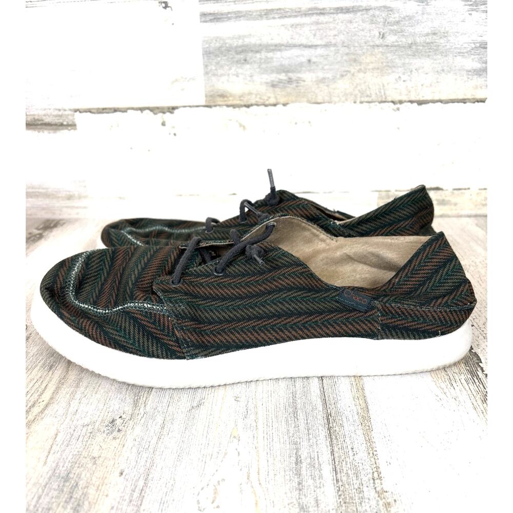 Chaco Mens 12 Gray Black Olive Stripe Chillos Slip On Casual Sneakers
